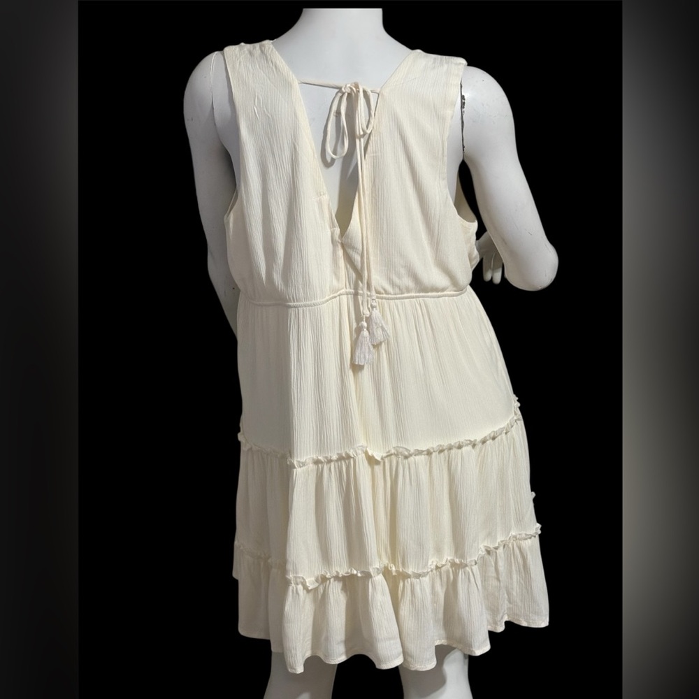 Cream Sleeveless Tiered Dress